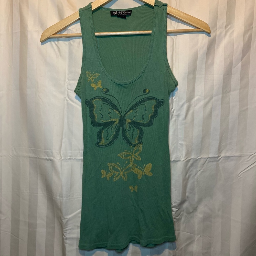Self Esteem Y2K Green Butterfly Tank Top